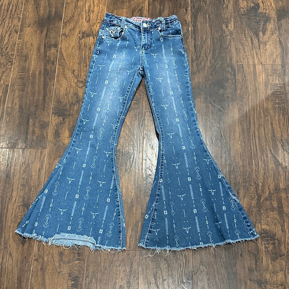 Cowgirl Hardware Flared Jeans girls size 8 with adjustable waistband